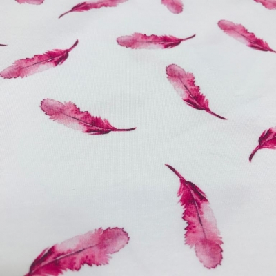 Jersey | FEATHER | Federn pink weiß